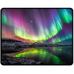 Aurora Borealis Polar Northern Lights Natural Phenomenon North Night Mountains Fleece Blanket (Medium) 60 x50  Blanket Front