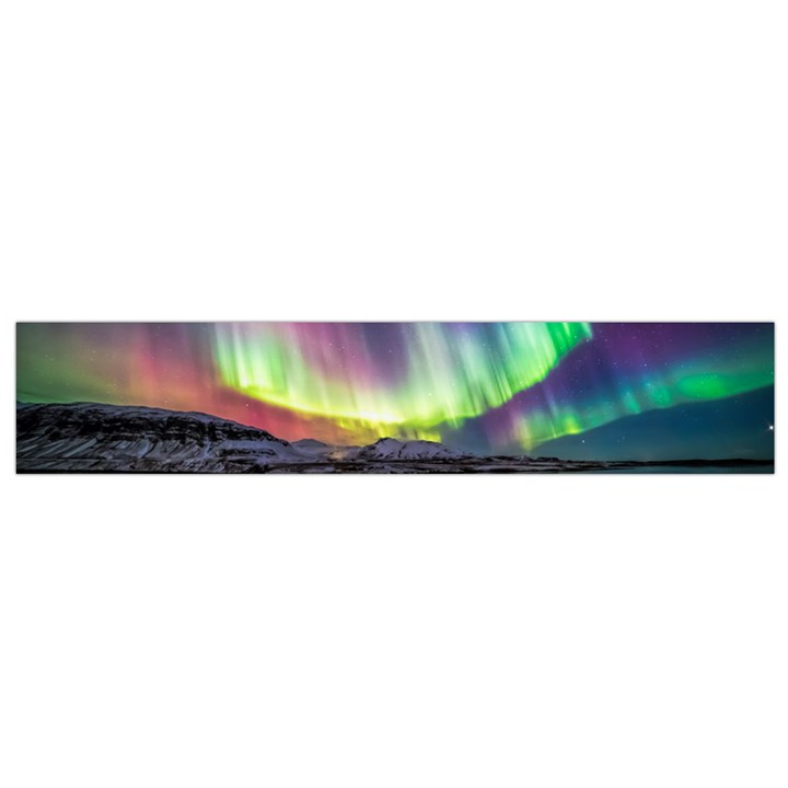 Aurora Borealis Polar Northern Lights Natural Phenomenon North Night Mountains Small Premium Plush Fleece Scarf