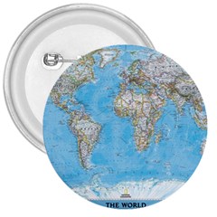 Blue White And Green World Map National Geographic 3  Buttons