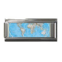 Blue White And Green World Map National Geographic Superlink Italian Charm (9mm) by Pakjumat