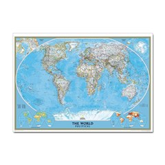 Blue White And Green World Map National Geographic Sticker A4 (10 Pack) by Pakjumat