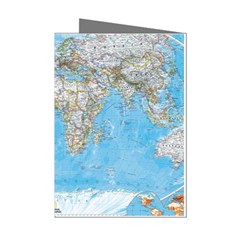 Blue White And Green World Map National Geographic Mini Greeting Cards (pkg Of 8) by Pakjumat