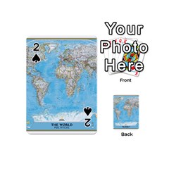 Blue White And Green World Map National Geographic Playing Cards 54 Designs (mini) by Pakjumat