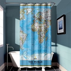 Blue White And Green World Map National Geographic Shower Curtain 36  X 72  (stall)  by Pakjumat