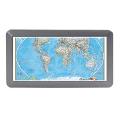 Blue White And Green World Map National Geographic Memory Card Reader (mini) by Pakjumat