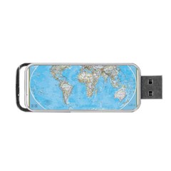 Blue White And Green World Map National Geographic Portable Usb Flash (two Sides) by Pakjumat