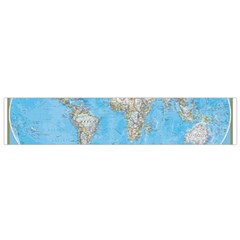 Blue White And Green World Map National Geographic Small Premium Plush Fleece Scarf by Pakjumat