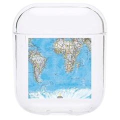 Blue White And Green World Map National Geographic Hard Pc Airpods 1/2 Case by Pakjumat