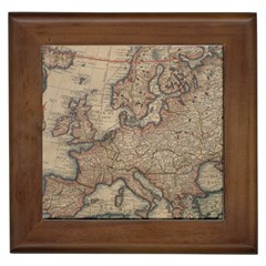 Old Vintage Classic Map Of Europe Framed Tile