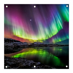 Aurora Borealis Polar Northern Lights Natural Phenomenon North Night Mountains Banner And Sign 3  X 3  by Pakjumat