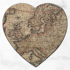 Old Vintage Classic Map Of Europe Jigsaw Puzzle (heart) by Pakjumat