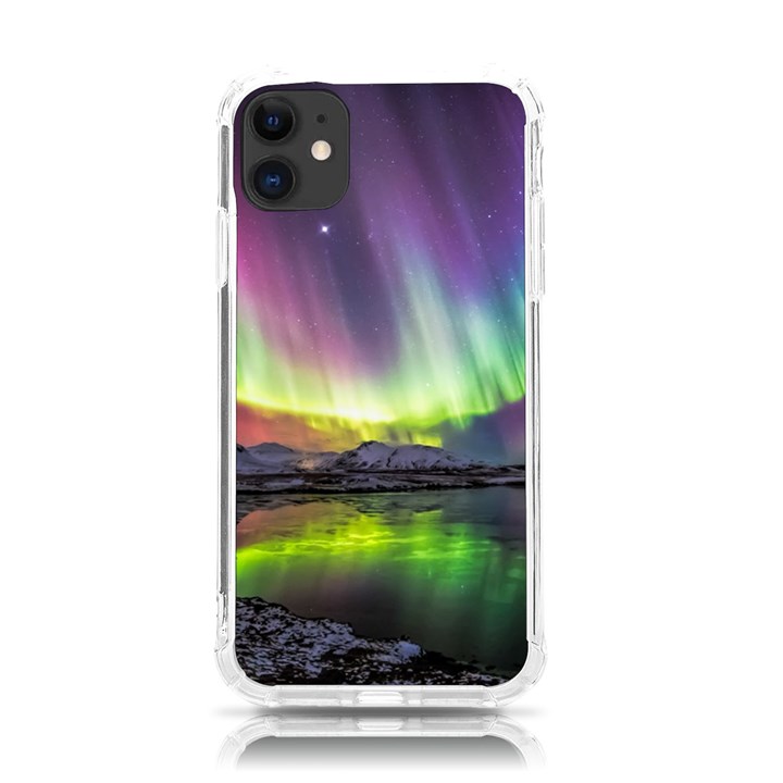 Aurora Borealis Polar Northern Lights Natural Phenomenon North Night Mountains iPhone 11 TPU UV Print Case