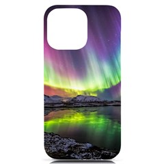 Aurora Borealis Polar Northern Lights Natural Phenomenon North Night Mountains Iphone 14 Pro Max Black Uv Print Case by Pakjumat