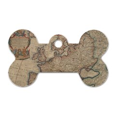 Old Vintage Classic Map Of Europe Dog Tag Bone (Two Sides)