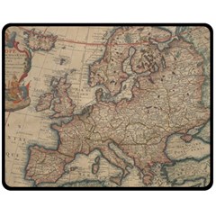 Old Vintage Classic Map Of Europe Two Sides Fleece Blanket (Medium)