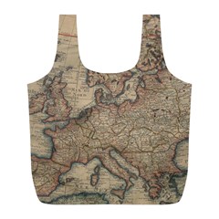 Old Vintage Classic Map Of Europe Full Print Recycle Bag (l) by Pakjumat