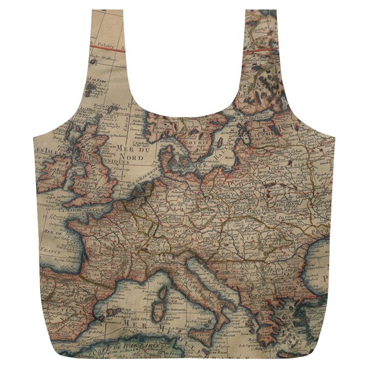 Old Vintage Classic Map Of Europe Full Print Recycle Bag (XL)