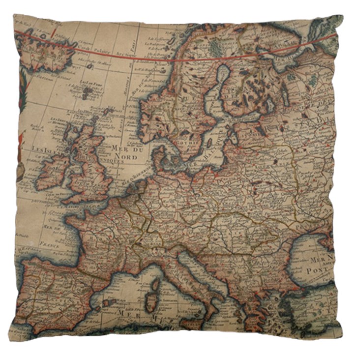 Old Vintage Classic Map Of Europe Standard Premium Plush Fleece Cushion Case (Two Sides)