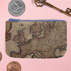 Old Vintage Classic Map Of Europe Large Coin Purse by Pakjumat