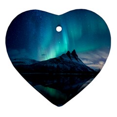 Aurora Borealis Mountain Reflection Ornament (Heart)