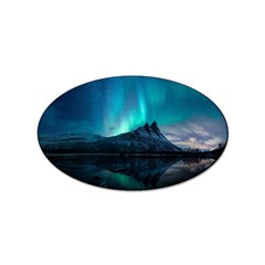 Aurora Borealis Mountain Reflection Sticker Oval (10 pack)