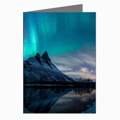 Aurora Borealis Mountain Reflection Greeting Cards (Pkg of 8)