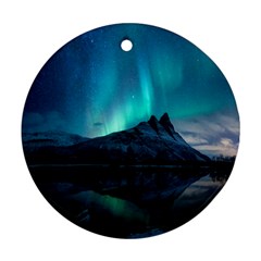 Aurora Borealis Mountain Reflection Round Ornament (Two Sides)