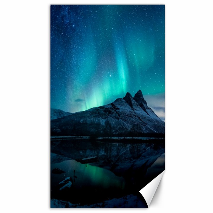 Aurora Borealis Mountain Reflection Canvas 40  x 72 