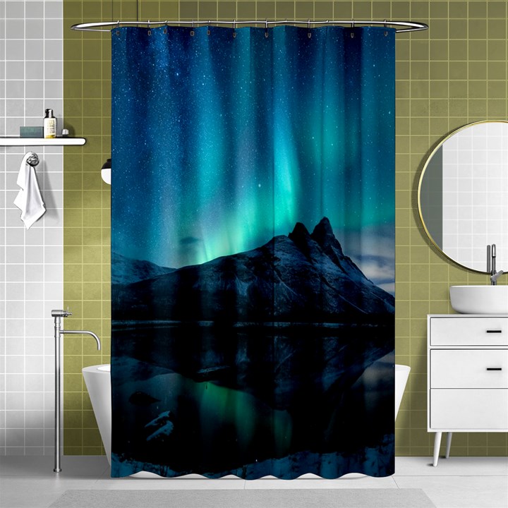 Aurora Borealis Mountain Reflection Shower Curtain 48  x 72  (Small) 