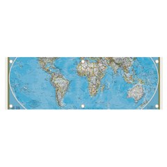 Blue White And Green World Map National Geographic Banner And Sign 6  X 2  by Pakjumat