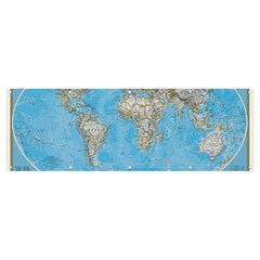 Blue White And Green World Map National Geographic Banner And Sign 12  X 4  by Pakjumat