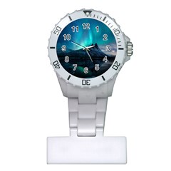 Aurora Borealis Mountain Reflection Plastic Nurses Watch