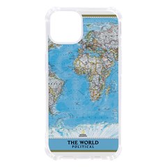 Blue White And Green World Map National Geographic Iphone 13 Tpu Uv Print Case by Pakjumat