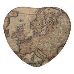 Old Vintage Classic Map Of Europe Heart Glass Fridge Magnet (4 Pack) by Pakjumat