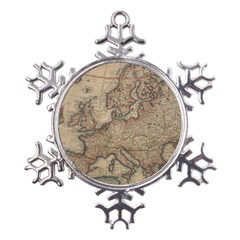 Old Vintage Classic Map Of Europe Metal Large Snowflake Ornament by Pakjumat