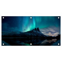 Aurora Borealis Mountain Reflection Banner and Sign 4  x 2 