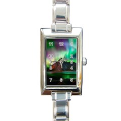 Aurora Borealis Nature Sky Light Rectangle Italian Charm Watch by Pakjumat