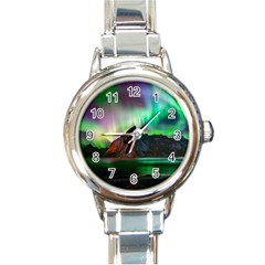 Aurora Borealis Nature Sky Light Round Italian Charm Watch by Pakjumat