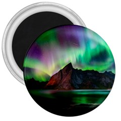 Aurora Borealis Nature Sky Light 3  Magnets by Pakjumat