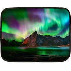 Aurora Borealis Nature Sky Light Two Sides Fleece Blanket (mini) by Pakjumat