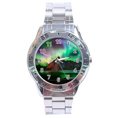 Aurora Borealis Nature Sky Light Stainless Steel Analogue Watch by Pakjumat