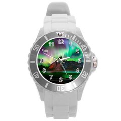 Aurora Borealis Nature Sky Light Round Plastic Sport Watch (l) by Pakjumat