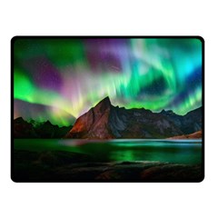 Aurora Borealis Nature Sky Light Two Sides Fleece Blanket (small) by Pakjumat