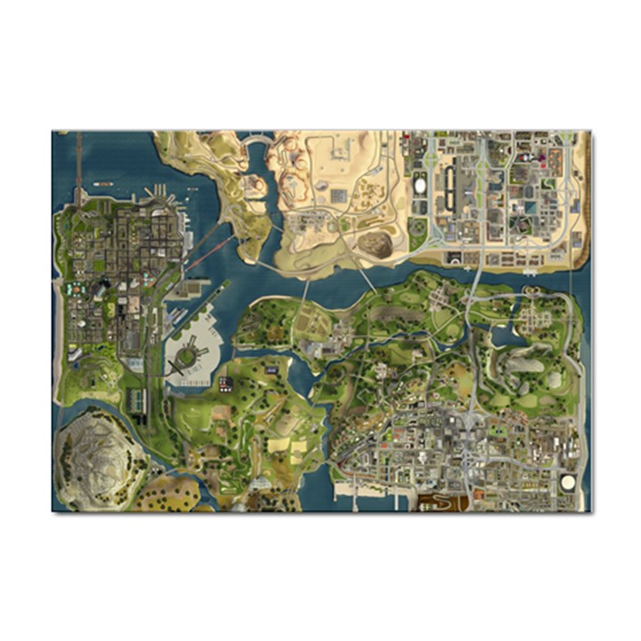 Map Illustration Gta Sticker A4 (100 pack)