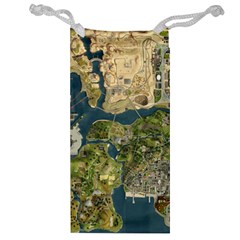 Map Illustration Gta Jewelry Bag by Pakjumat