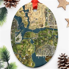 Map Illustration Gta Oval Ornament (two Sides) by Pakjumat