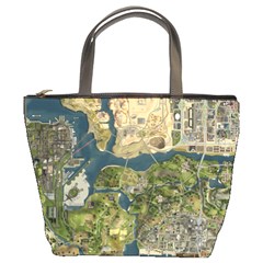 Map Illustration Gta Bucket Bag by Pakjumat