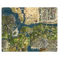 Map Illustration Gta Two Sides Premium Plush Fleece Blanket (medium) by Pakjumat