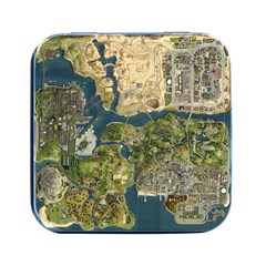 Map Illustration Gta Square Metal Box (black)