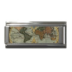 Vintage World Map Travel Geography Superlink Italian Charm (9mm) by Pakjumat